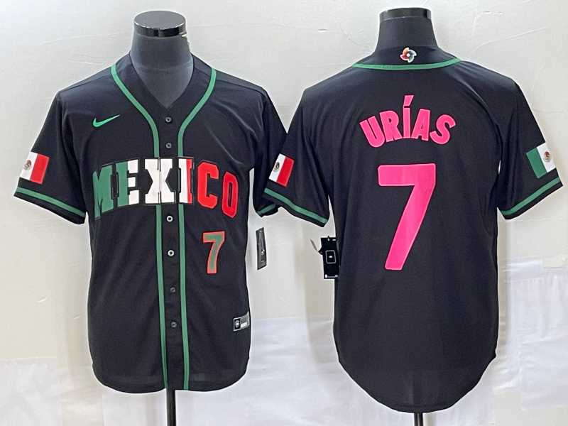 Mens Mexico Baseball #7 Julio Urias Number 2023 Black World Baseball Classic Stitched Jersey2